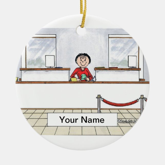 Kassierer - Frau Keramikornament (Vorne)