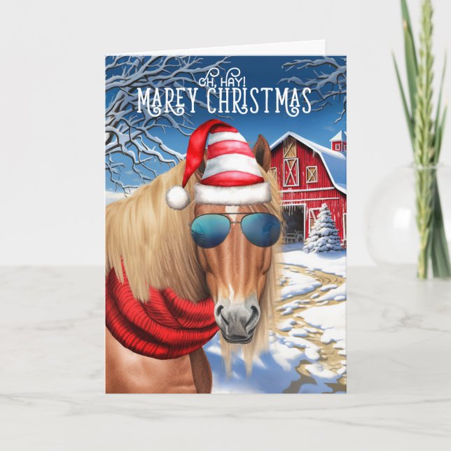Kastanie Blonde Mane Pferd Funny MARE Weihnachten (Vorderseite)