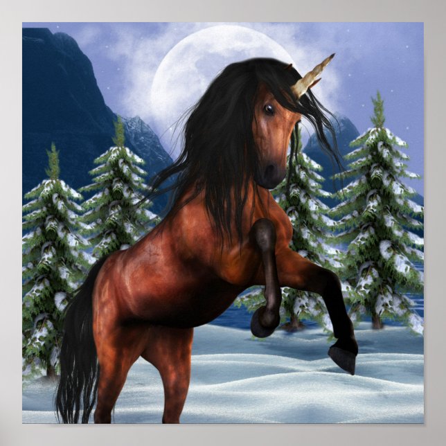 Kastanie-Einhornplakat Poster (Vorne)