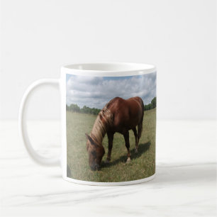 Kastanie Pferdeweiden auf Weideland Tasse