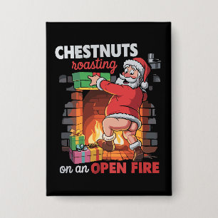 Kastanien braten lustig unanständiger Weihnachtsma Button