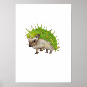 Kastanien-Igel Botanische Kunst Poster