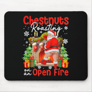 Kastanien rösten auf einem offenen Feuer lustiger  Mousepad