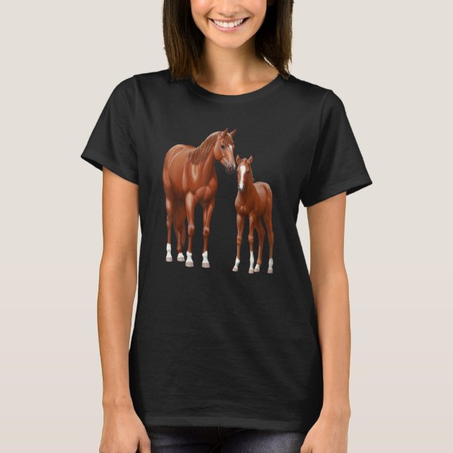 Kastanien Sorrel Quarter Horse Mare & Niedlich Foe T-Shirt (Vorderseite)