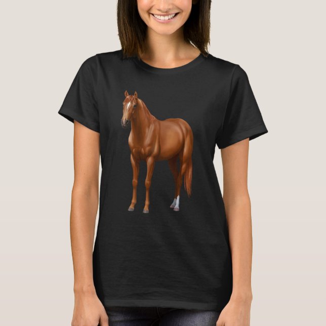 Kastanien Sorrel Quarter Pferde Stallion T-Shirt (Vorderseite)