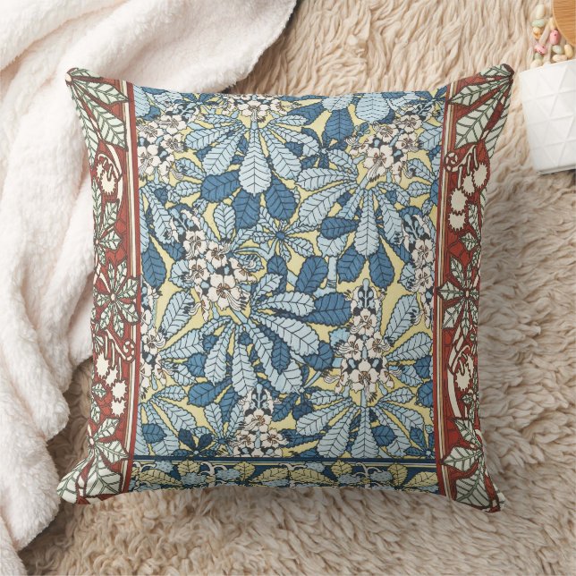 Kastanienbaum,Blätter,Botanischer Jugendstil Kissen (Decke)