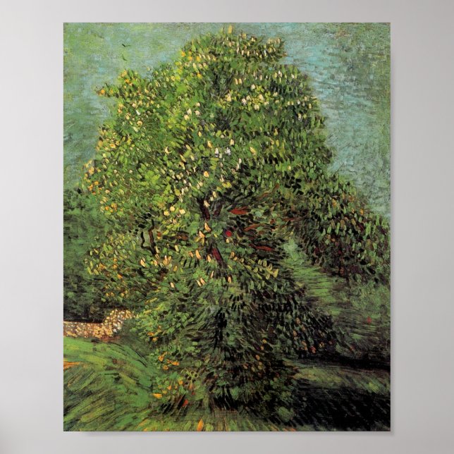 Kastanienbaum in Blossom, Van Gogh Kunst Poster (Vorne)