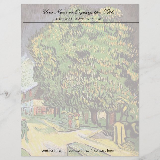 Kastanienbäume in Blossom, Vincent van Gogh. Briefkopf (Vorderseite)