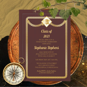 Kastanienbraun   Gold Serpentine Graduation Party Einladung