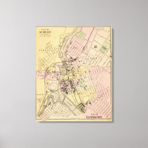 Kastanienbraun, Lewiston Karte Leinwanddruck