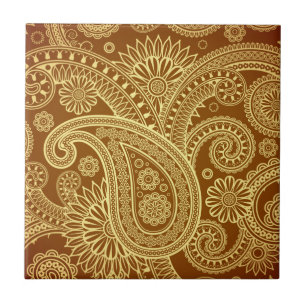 Kastanienbraun und Gold Paisley pattern.png Fliese