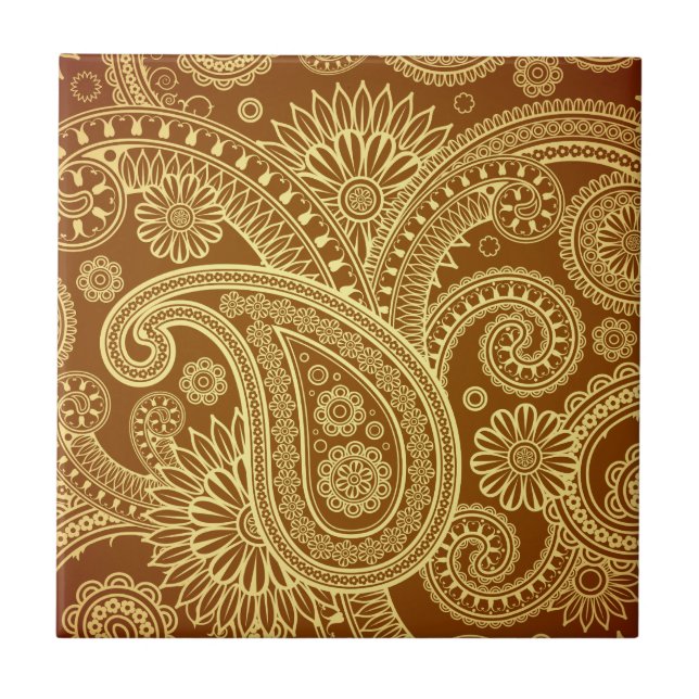 Kastanienbraun und Gold Paisley pattern.png Fliese (Vorderseite)