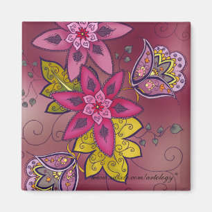 Kastanienbrauner Tulpe-Magnet (Quadrat) Magnet