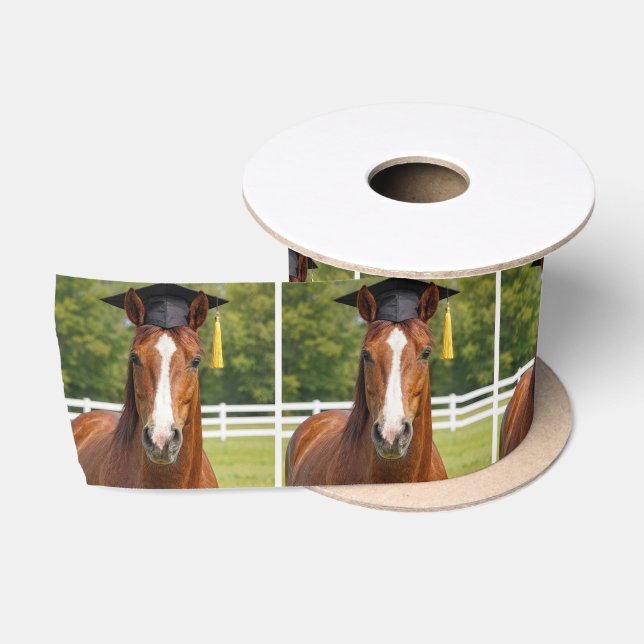 Kastanienbraunes Pferd Absolvent Satinband (Spule)
