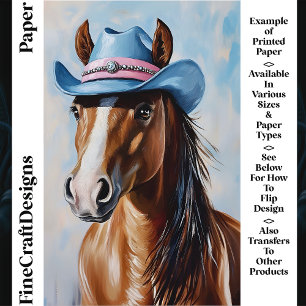 Kastanienbraunes Pferd Blauer Cowboyhut CS8 Bastel