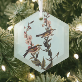 Kastaniengefiederter Audubon-Vogel auf Wildblume Ornament Aus Glas