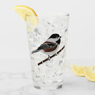 Kastaniengeflügel Chickadee Bird Illustriert Glas