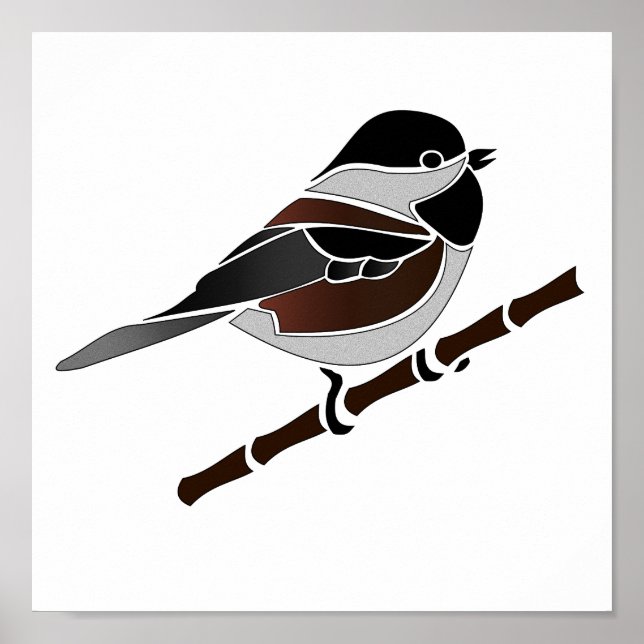 Kastaniengegarte Chickadee Bird Poster (Vorne)