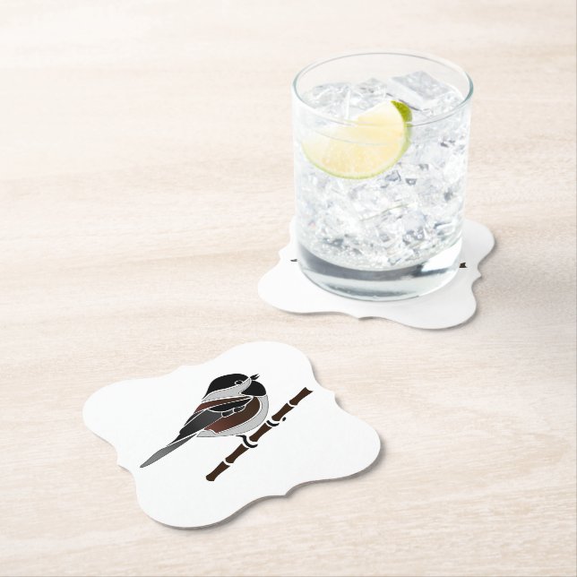 Kastaniengegarte Chickadee Bird Untersetzer (Vor Ort)