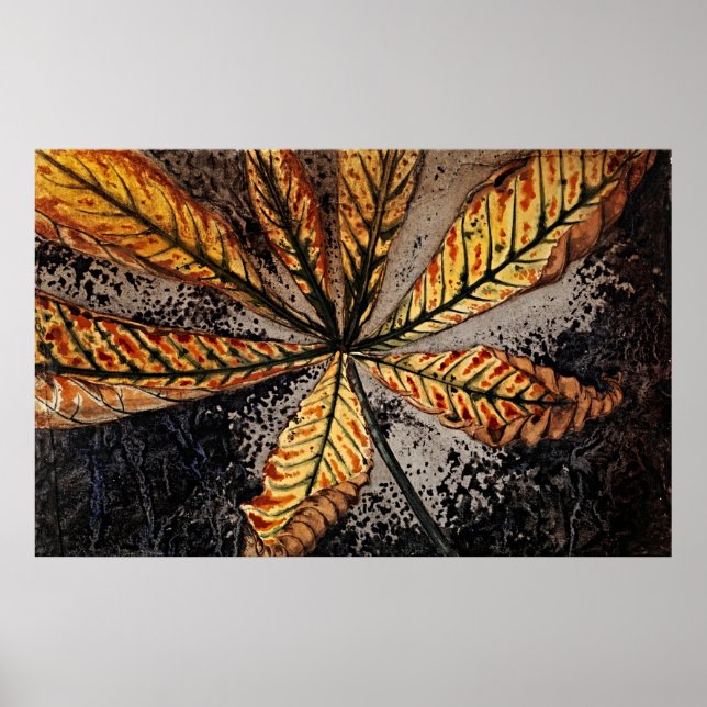 Kastanienleaf von Julie de Graag - Retro Floral Poster (Vorne)