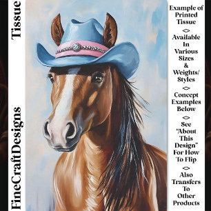 Kastanienpferd, Blue Pink Cowboy Hat CS8 Decoupage Seidenpapier