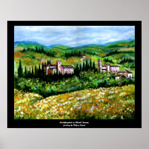 KASTEN IN DER LANDSCHAFT CHIANTI,GELBE BLUME POSTER