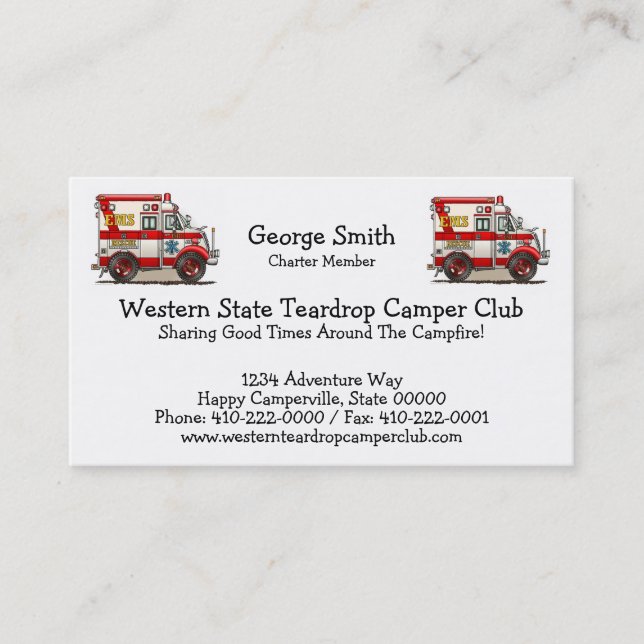 Kasten-LKW-Krankenwagen Visitenkarte (Vorderseite)