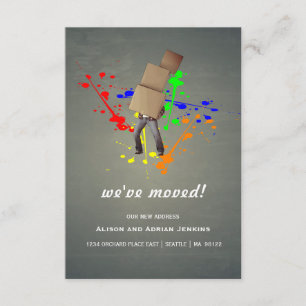 Kästen und Adressenänderung des Farben-Spritzer- Ankündigung