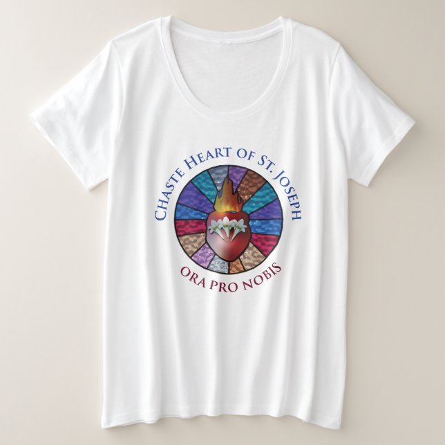 Kastenherz von St. Joseph Stainted Glass Design Große Größe T-Shirt (Design vorne)