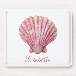 Kastenrosa Seashell auf Weiß Personalisiert Mousepad