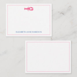 Kastenrosa und Navy Blue Hummer Personalisiert Mitteilungskarte