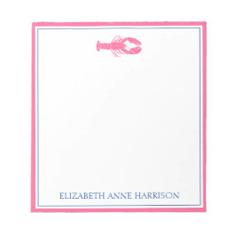 Kastenrosa und Navy Blue Hummer Personalisiert Notizblock