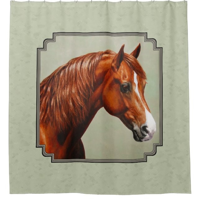 Kastnut Morgan Horse Sage Green Duschvorhang (Vorderseite)