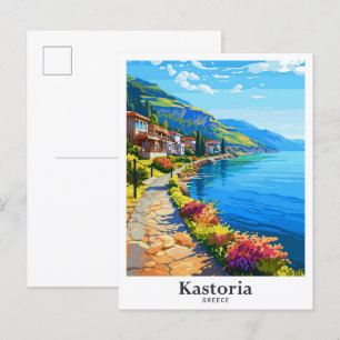 Kastoria Griechenland Kunst-Vintage Reise Illustra Postkarte