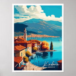 Kastoria Griechenland Reisen Vintage Illustration Poster