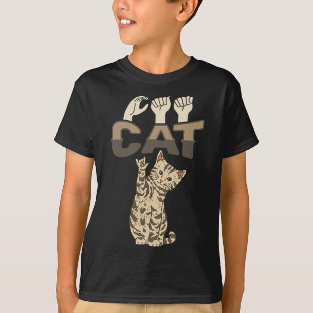 Kat-Asl-Hand-Gesture-Gehör T-Shirt (Vorderseite)