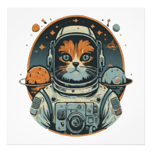 Kat-Astronaut auf Asteroiden Fotodruck