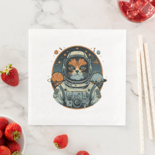 Kat-Astronaut auf Asteroiden Serviette