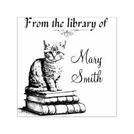 Kat auf Büchern Personalisierte, selbstfärbende Br Permastempel