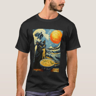 Kat isst Ramen Van Gogh Kunstwerk Welle Kanagawa A T-Shirt