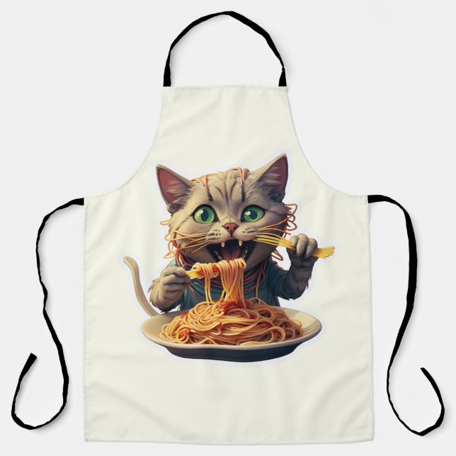 Kat isst Spaghetti Schürze (Vorderseite)