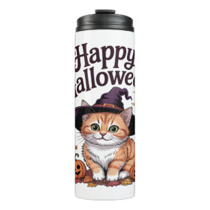 Kat Kürbis Frohes Halloween Thermosbecher