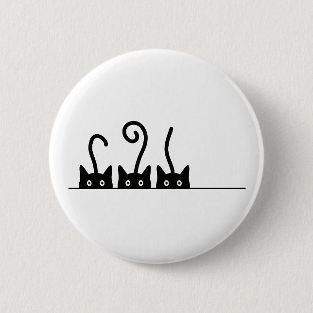 Kat lijn tekening. Drie katjes. Wereld Kattendag. Button (Vorderseite)