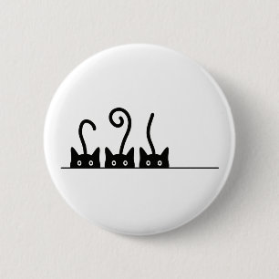 Kat lijn tekening. Drie katjes. Wereld Kattendag. Button