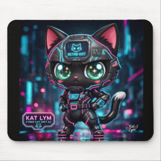 Kat Lym Cyberpunk Mecha Cat Desk Mat - Astro-Kat Mousepad