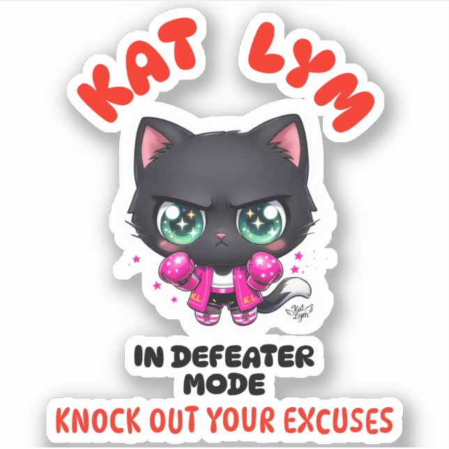 Kat Lym In Defeater Mode Gym Sticker (Vorderseite)