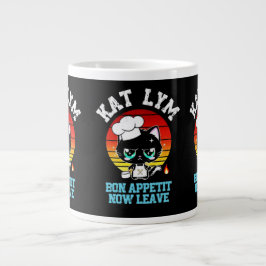 Kat Lym Sarcastic Chef Cat - Bon Appetit Now Leave Jumbo-Tasse