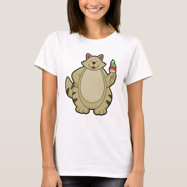 Kat mit Waffeleis T-Shirt (Vorderseite)