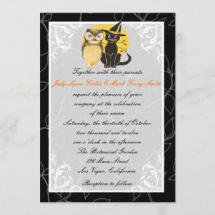 Kat & Owl Halloween Einladung zur Hochzeit