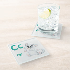 Kat personalisieren ABC: Letter C - Name hinzufüge Glasuntersetzer